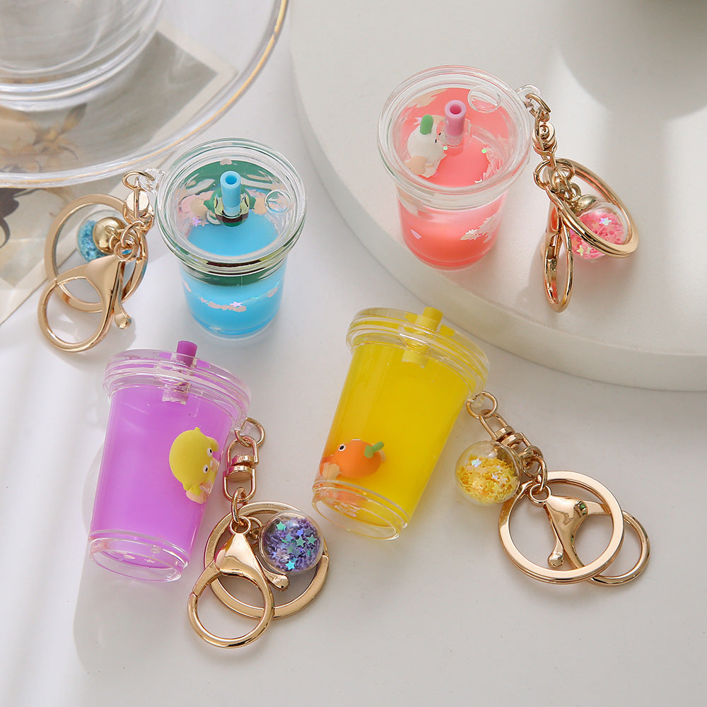 Wholesale Acrylic Milk Bottles Avocado Milk Tea Cups Keychain